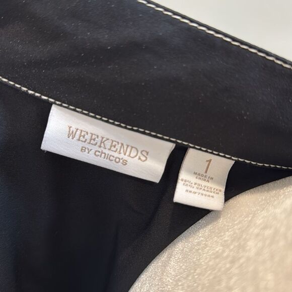 Weekends by Chico's  Size 1 (M) Black Sleeveless Full Zip Vest Unlined Jacket - Picture 5 of 6